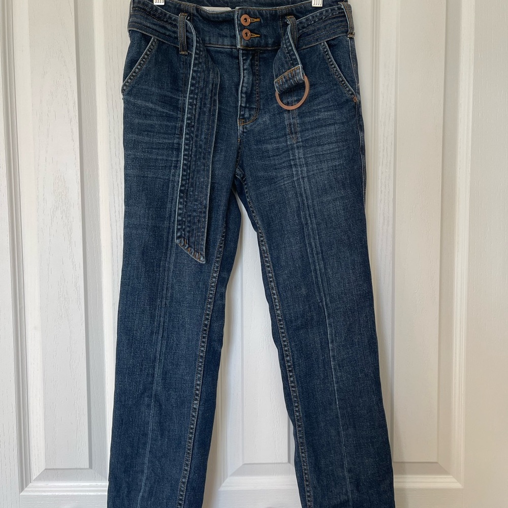 Pilcro Dark Blue Straight Jeans with Belt